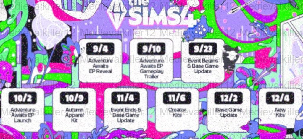 la roadmap des Sims 4 de Septembre à Décembre 2025